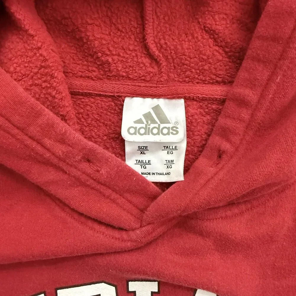 Vintage Indiana University Adidas Hoodie Mens XL Red White Stripes Center Logo